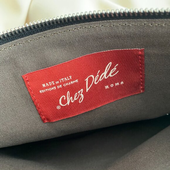 Chez Dede Canvas Pouch/Clutch in Black/Navy - Picture 3 of 6